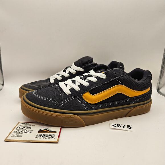 VANS MEN\'S 9 CALDRONE SUEDE MESH BLACK GUM YELLOW LOW TOP SNEAKER VN0A5JM2CHY main image 5